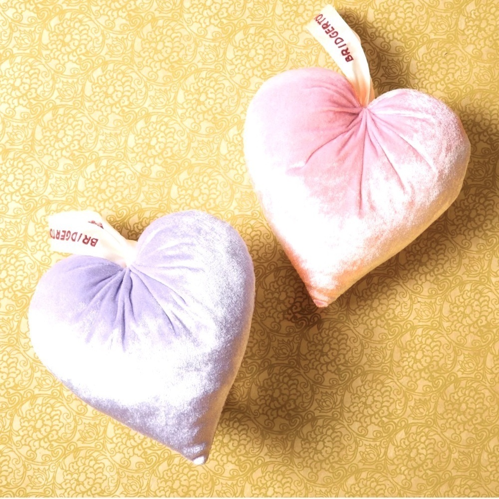 Bridget Heart-Shaped Velvet Pillows 7 inch Pink and Purple BRAND NEW